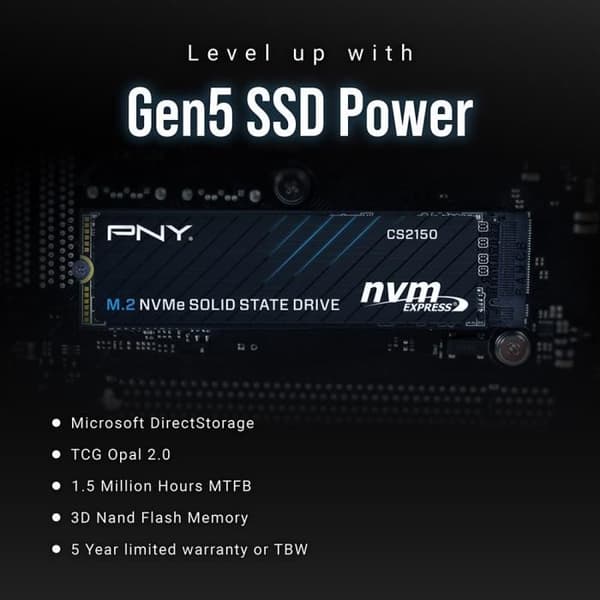 PNY - CS2150 2TB - Intern SSD-hårddisk - 2 To - M.2