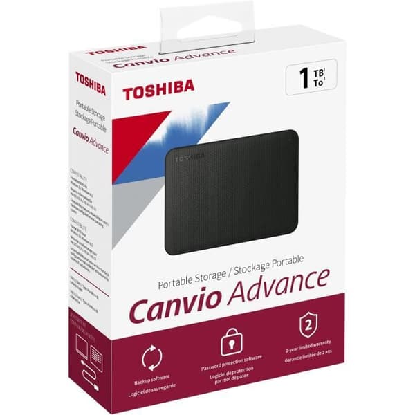 Ekstern harddisk - Toshiba - Canvio Advance - 1 TB - Sort
