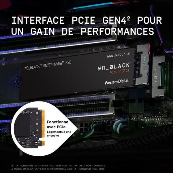 Intern SSD-drev - SN770 NVMe - WD_BLACK - 1 TB - M.2 2280 - WDS100T3X0E