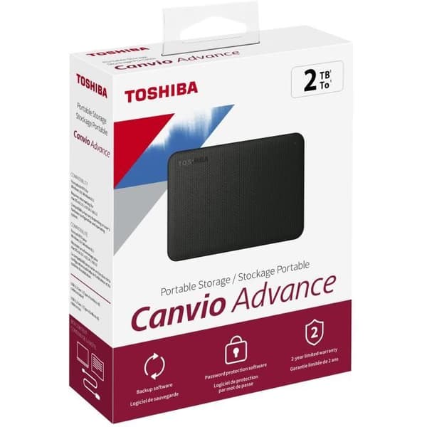 TOSHIBA Canvio Advance USB 3.2 Gen 1 ulkoinen kiintolevy - 2 Tt - Musta