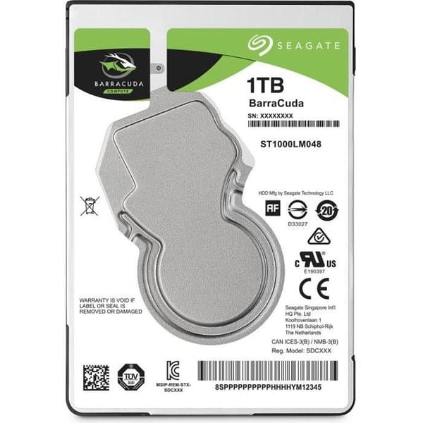 SEAGATE - Intern hårddisk - BarraCuda - 1 till - 5 400 varv/min - 2,5" (ST1000LM048)