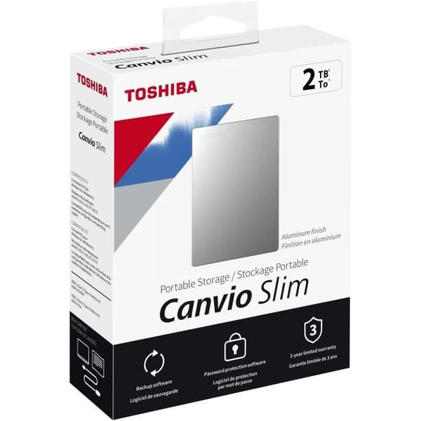 Ulkoinen kiintolevy - Toshiba - Canvio Slim - 2 - jopa - hopea