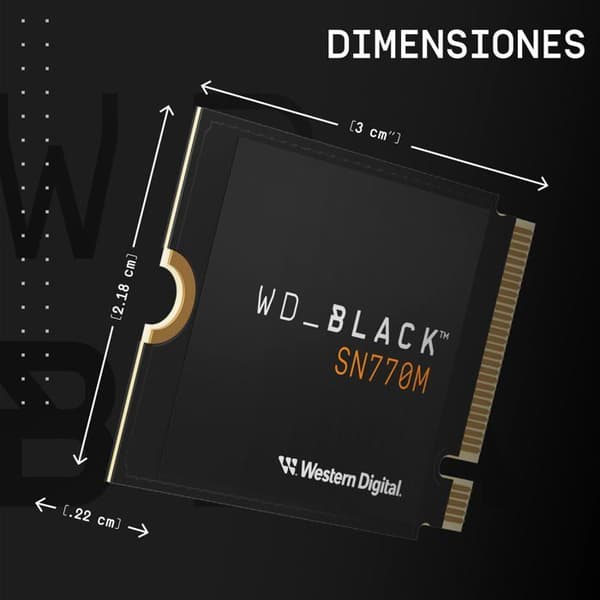 SSD - WESTERN DIGITAL - SVART SN770M 500GB - M.2 - PCIe 4.0 x4 (NVMe) - 3D TLC