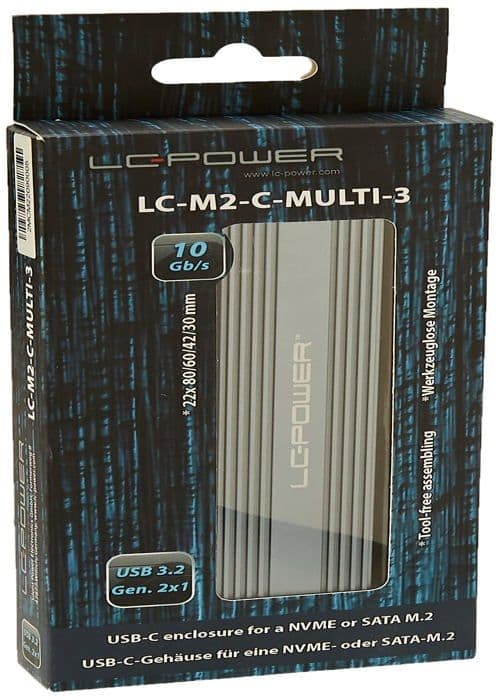 Lc-power ssd-hårddisk - LC-M2-C-MULTI-3 - M,2 USB3,2 M,2-SSD-Gehäuse (NVMe - SATA)