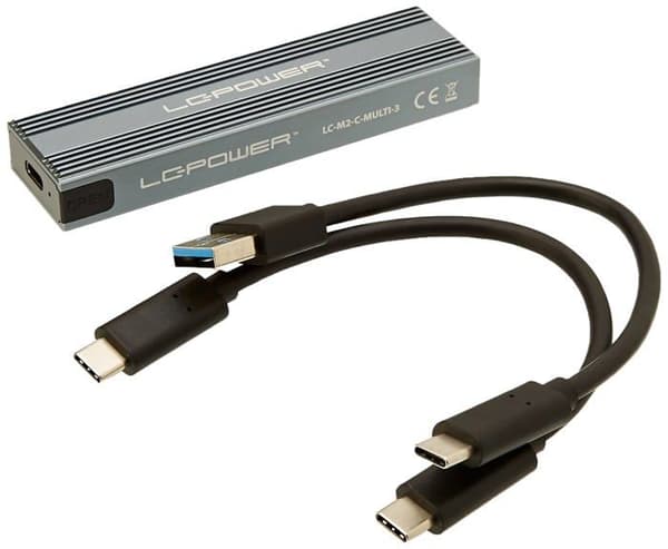 Lc-power ssd-hårddisk - LC-M2-C-MULTI-3 - M,2 USB3,2 M,2-SSD-Gehäuse (NVMe - SATA)