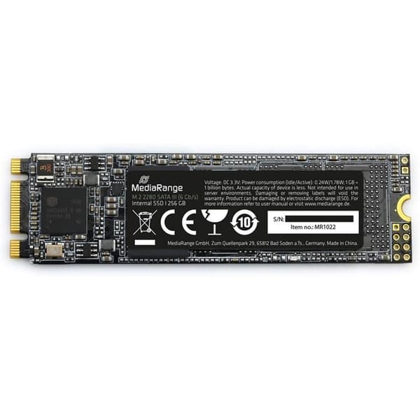MEDIARANGE INTERN HÅRDDISK M.2 2280, SATA 6 GB-S, 256 GB, SVART MR10