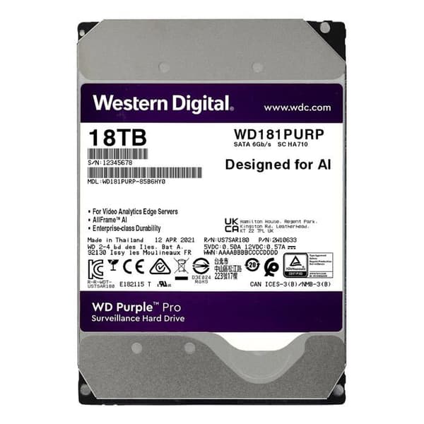 Western Digital WD181PURP 18TB 3,5" hårddisk
