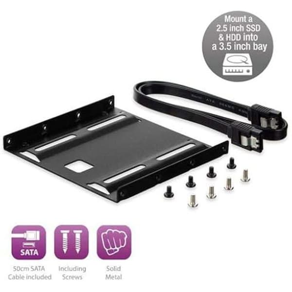 SSD-monteringssats - EWENT - 2,5 tum - 50 cm SATA-kabel - Monteringsskruvar ingår - Solid metallfäste