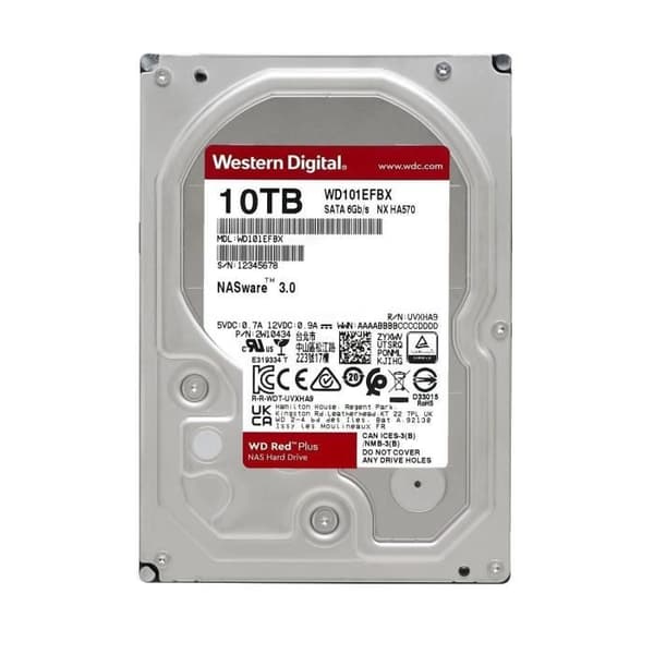 WD Red™ Plus - NAS intern hårddisk - 10TB - 7200 rpm - 3,5" (WD101EFBX)