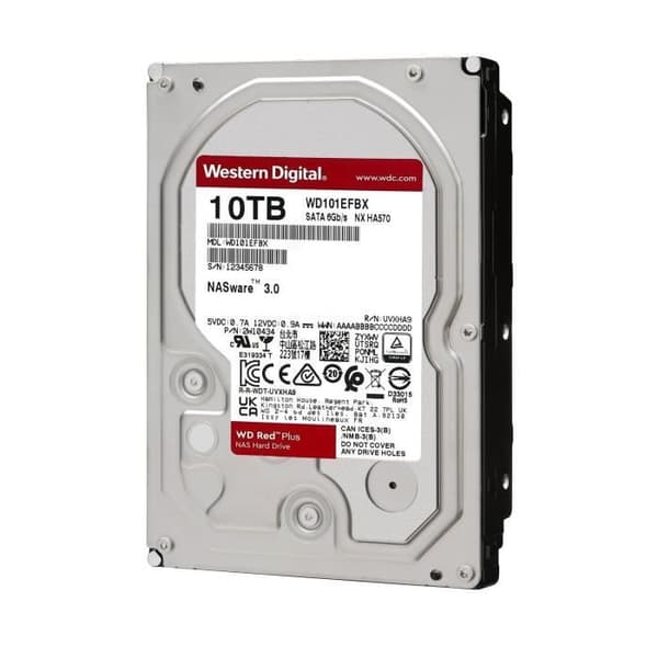 WD Red™ Plus - NAS intern hårddisk - 10TB - 7200 rpm - 3,5" (WD101EFBX)