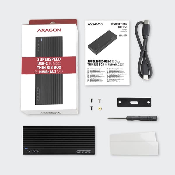 Axagon EM2-GTR SSD-kabinett Svart M.2