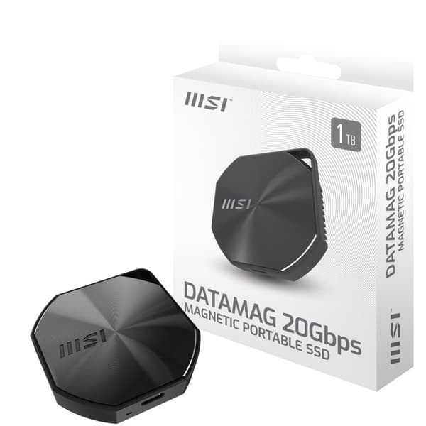MSI DATAMAG 20GBPS 2TB extern SSD-disk USB Typ-C USB 3.2 Gen 2x2 Svart
