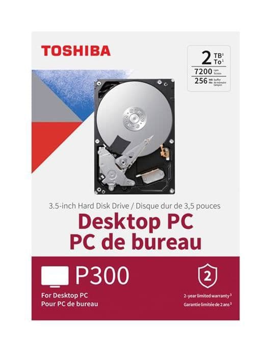 Toshiba P300 sisäinen kiintolevy - Tehokas kiintolevy 2 TB - 7200 RPM - 64 Mt