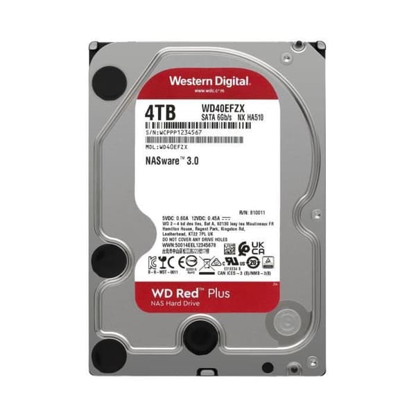 WD Red™ Plus - NAS intern hårddisk - 4TB - 5400 rpm - 3,5" (WD40EFZX)