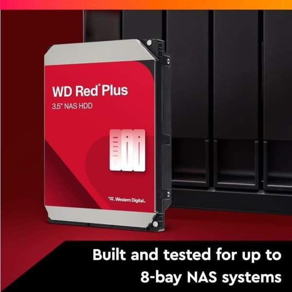 Intern hårddisk - WESTERN DIGITAL - Red Plus - 2TB - 3,5" - Dedikerad NAS - 5400 RPM Class - SATA 6 GB/s (WD20EFPX)