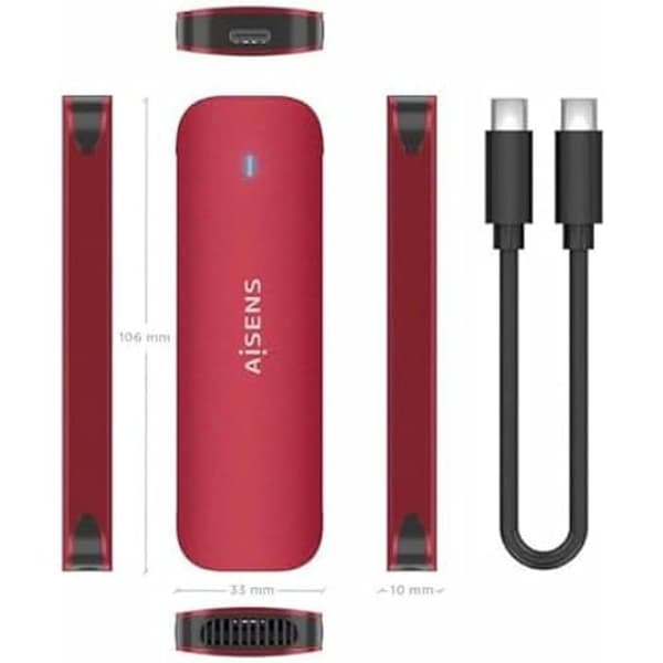 Hårddiskfodral - Aisens - ASM2-027RED - USB 3.0 - 2.5" - Röd