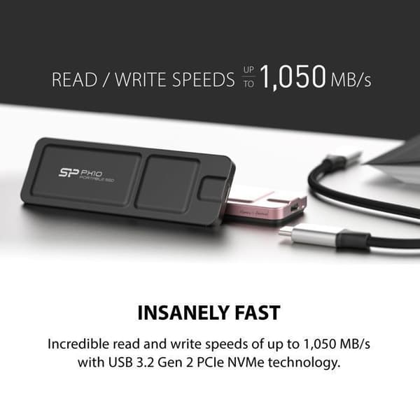 Extern SSD - Silicon Power - PX10 512GB - Svart - USB 3.2 Gen 2 och USB-C - Kompatibel med PC, Mac, PlayStation och Xbox