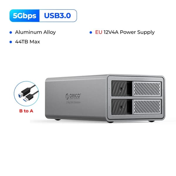 USB3.0 HDD-dockningsstation, 110TB lagringskapacitet, effektiv kylsystem,2Bay EU-kontakt