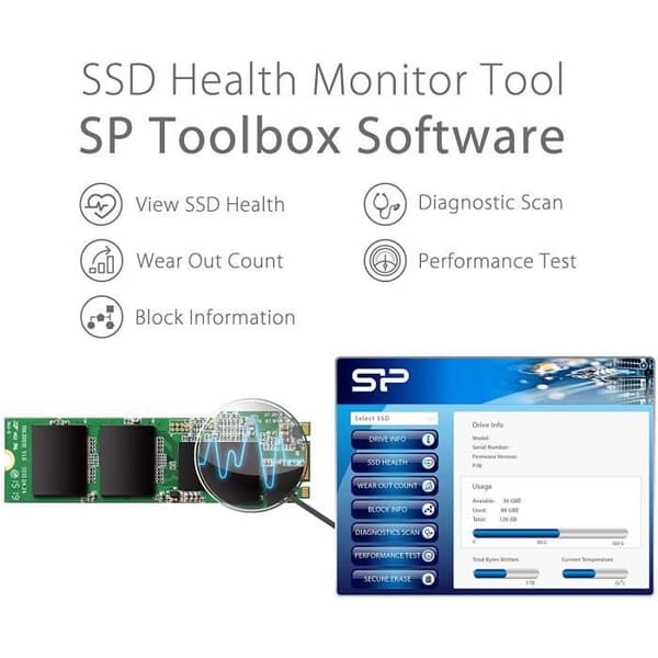 M.2 2280 SSD, 256 GB, Value Series 3D TLC NAND, SLC Cache - Max 560/530 Mb/s, Silicon Power