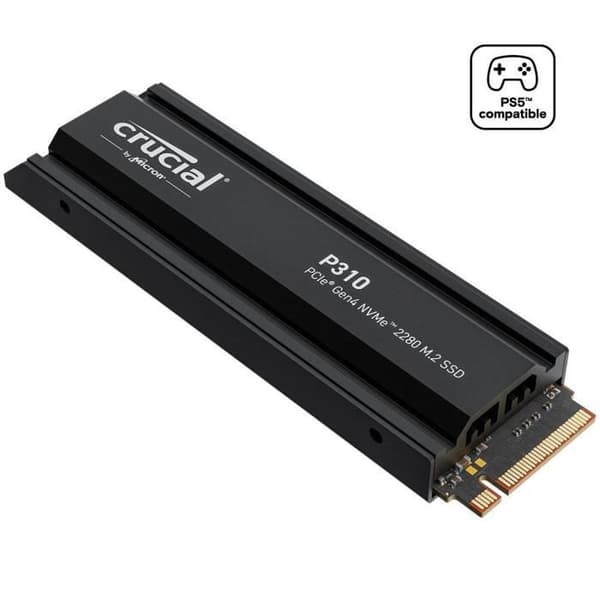 CRUCIAL - P310 - Intern SSD - 4 To - PCIe Gen4 NVMe M.2 - Med kylfläns - Læshastighed Op til 7100 Mo/s - CT4000P310SSD5