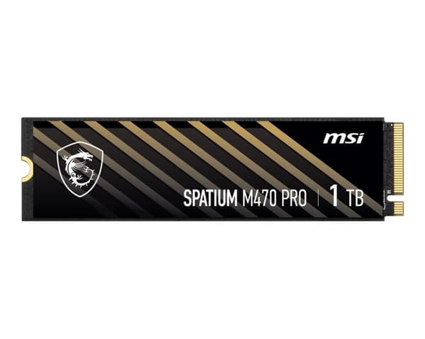SSD spatium m470 pro (1tb, m.2, PCie gen4, nvme, 3d nand, skrivhastighet 4500 mbyte/sek, läshastighet 6000 mbyte/sek, 2,15 mm), Msi