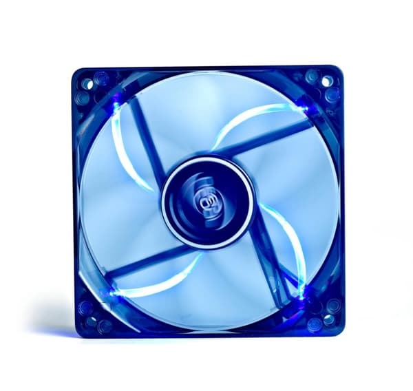 Ventilationsfläkt 120 mm, "Wind Blade 120", transparent, hydrolager, 4 lysdioder