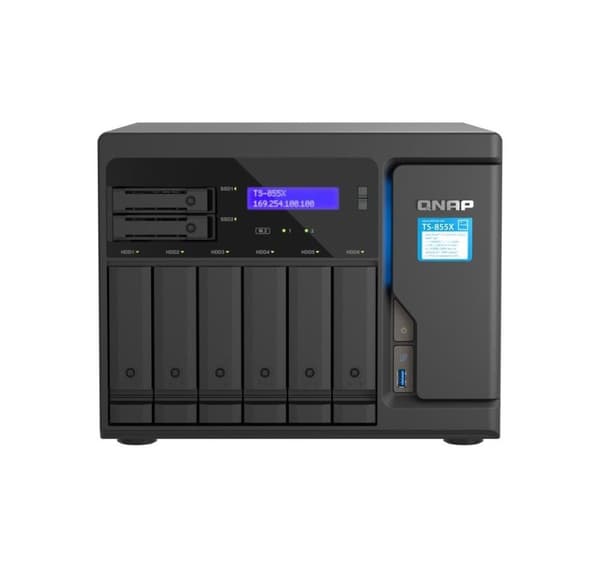 QNAP, 8-fack stationär NAS, TS-855X-8G Svart