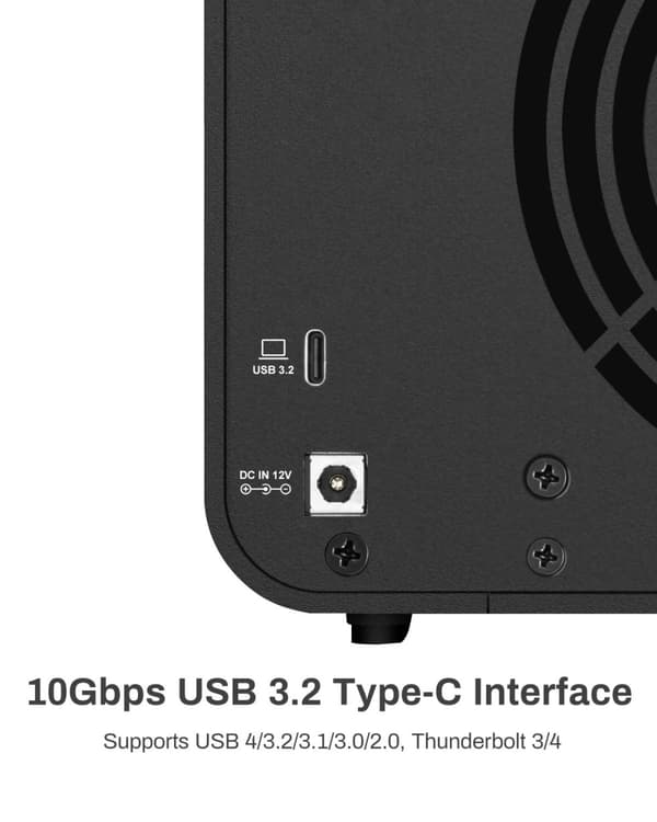 Ulkoisen kovalevyn kotelo, 4-paikkainen, USB 3.2 Gen2