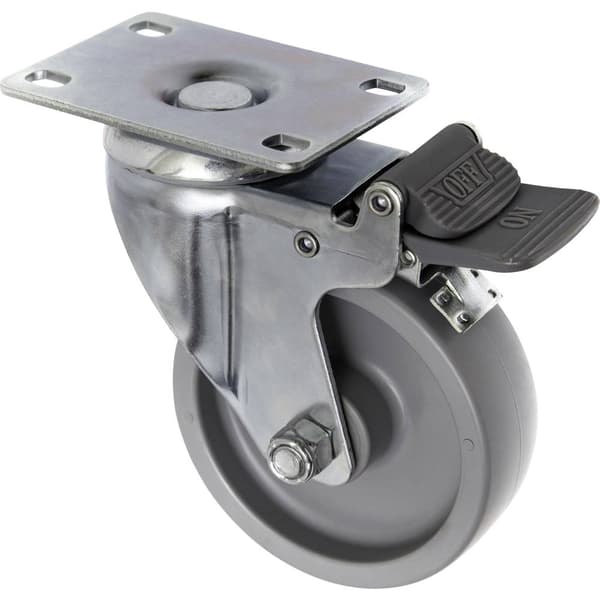 TOOLCRAFT TO-5137938 Länkhjul 100 mm med parkeringsbroms och skruvplatta Bärförmåga (max. ): 125 kg