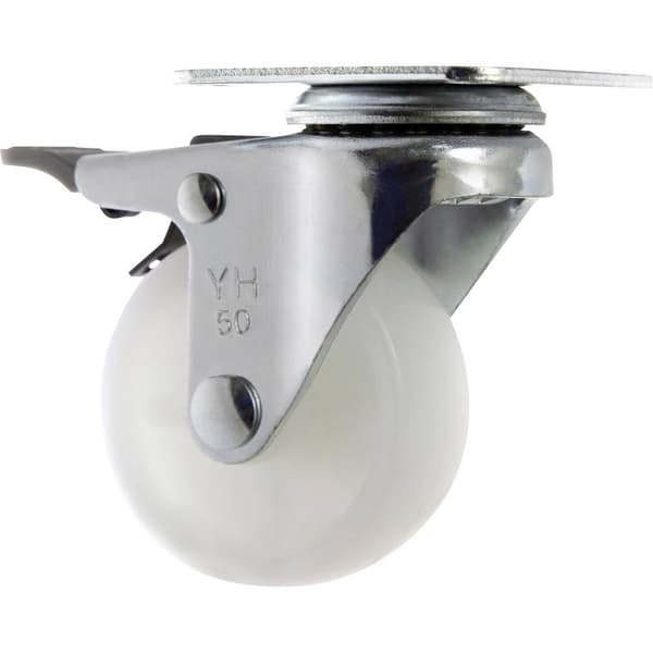 TOOLCRAFT TO-5137875 Länkhjul med parkeringsbroms 50 mm med skruvplatta polyamid Bärförmåga (max. ): 50 kg
