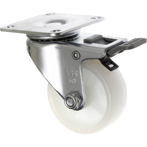 TOOLCRAFT TO-5137875 Länkhjul med parkeringsbroms 50 mm med skruvplatta polyamid Bärförmåga (max. ): 50 kg