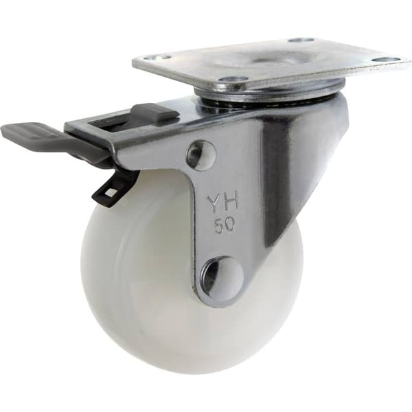 TOOLCRAFT TO-5137875 Länkhjul med parkeringsbroms 50 mm med skruvplatta polyamid Bärförmåga (max. ): 50 kg