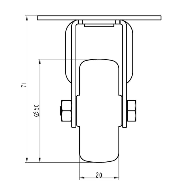 50mm 2" ruostumattomasta teräksestä valmistettu harmaa kumirosteri, kiinteä, 80kg, 2 kpl:n setti