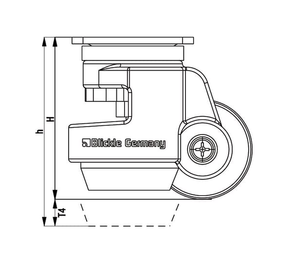 Nivelleringshjul 45 mm hjul Blickle-hjul 180 kg kapacitet HRP-POA 45G