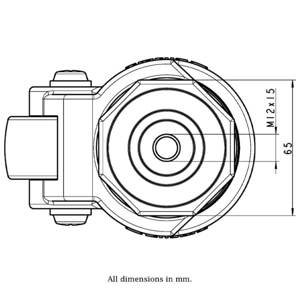 Nivelleringsserie HRIG-POA 63G 63 mm drejeligt bolthul med gevind M12x15 mm hjul med