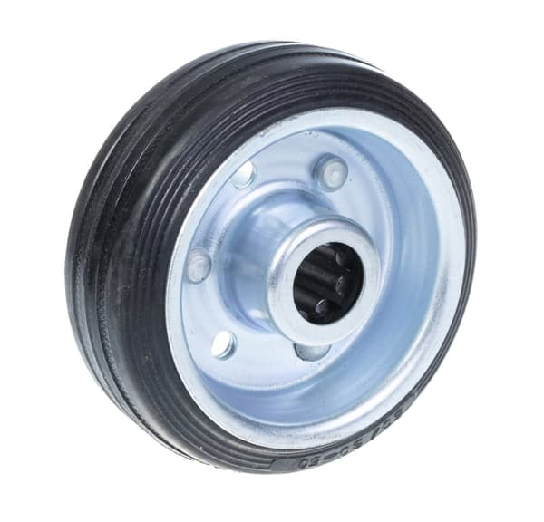 80 mm 3" sorte gummihjul med center af presset stål 70 kg - sæt med 2 stk.