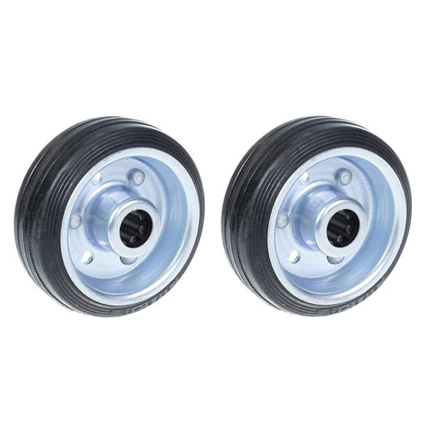 80 mm 3" sorte gummihjul med center af presset stål 70 kg - sæt med 2 stk.