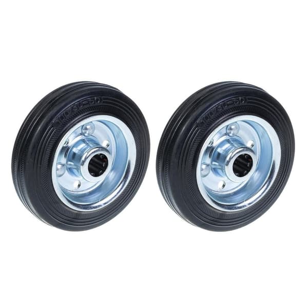100 mm 4" sorte gummihjul med center af presset stål 90 kg - sæt med 2 stk.