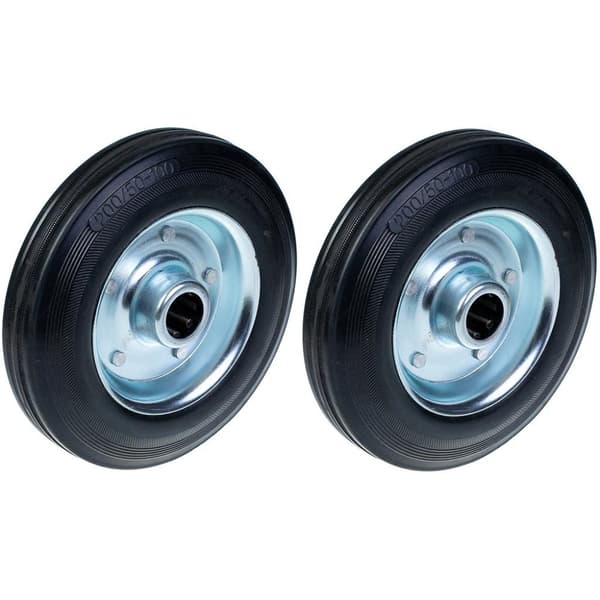 200 mm 8" sort gummihjul med center af presset stål 185 kg - sæt med 2 stk.