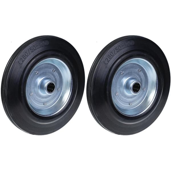 280 mm 11" sort gummihjul med center af presset stål 220 kg - sæt med 2 stk.