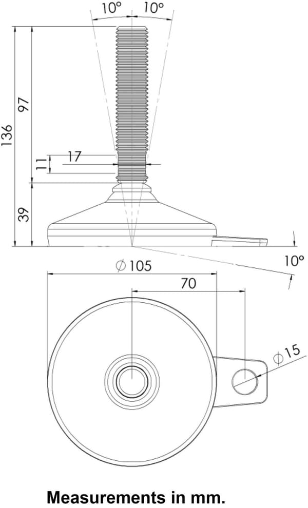 Ruostumaton tasoitusjalka 20x100x105mm pohja ja tärinänestoalusta 2200kg-sarja