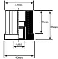 Pikkukuva 5 / 8: Ruostumaton jalka 16x150x100mm, muovia rei'illä+lisäosilla 40x40x1.5mm - 4 kpl:n sarja.