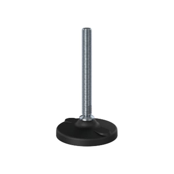 Ruostumaton jalka 16x150x100mm, muovia rei'illä+lisäosilla 40x40x1.5mm - 4 kpl:n sarja.