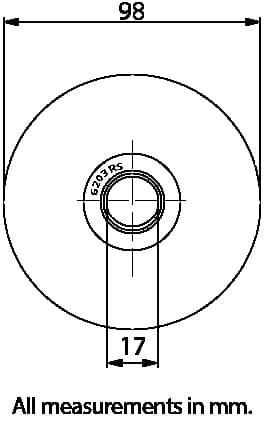 100 mm V-spårhjul med 1 kullager
