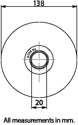 140 mm hjul med rund rille 20,5 mm rille 2 kuglelejer