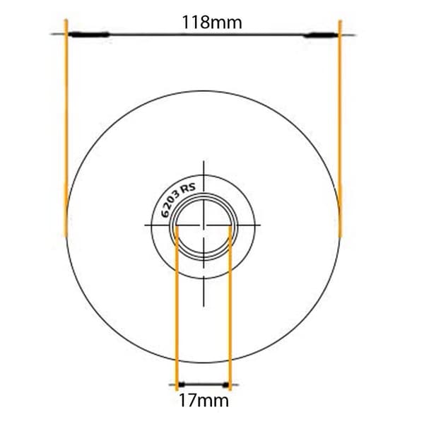 120 mm hjul med firkantet rille og 1 kugleleje