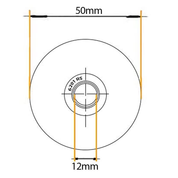 50 mm hjul med fyrkantigt spår och 1 kullager