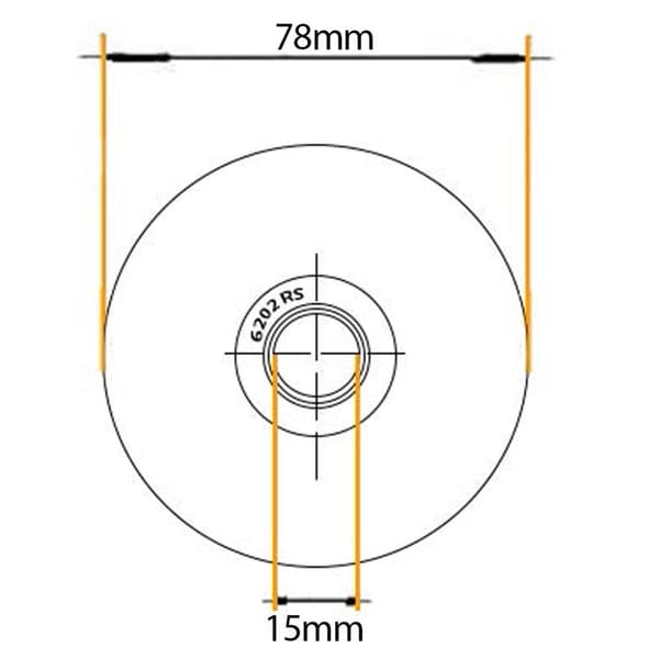 80mm nelikulmainen urapyörä, jossa on 1 kuulalaakeri