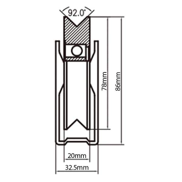 80 mm V-rillehjul i fast beslag