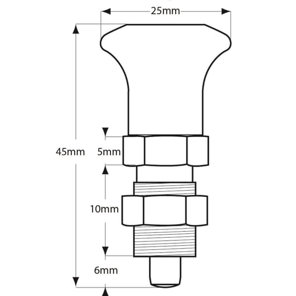 Fjederbelastet indeksstempel M12x1.5